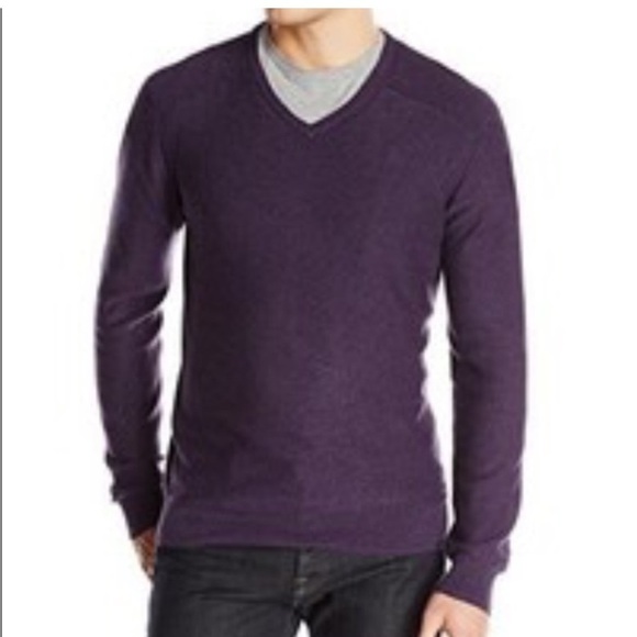 Brooks Brothers 100% Wool Purple V-neck Sweater Business Pull Over Career Knit - Picture 1 of 6